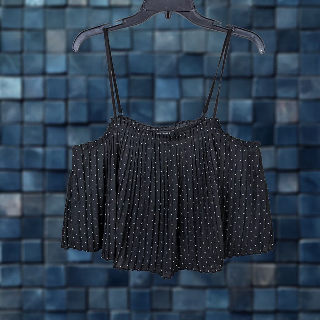 Vintage WILLIAM B tank top Women's size S black white polka dot cropped Size S / US 4 / IT 40 - 1 Thumbnail