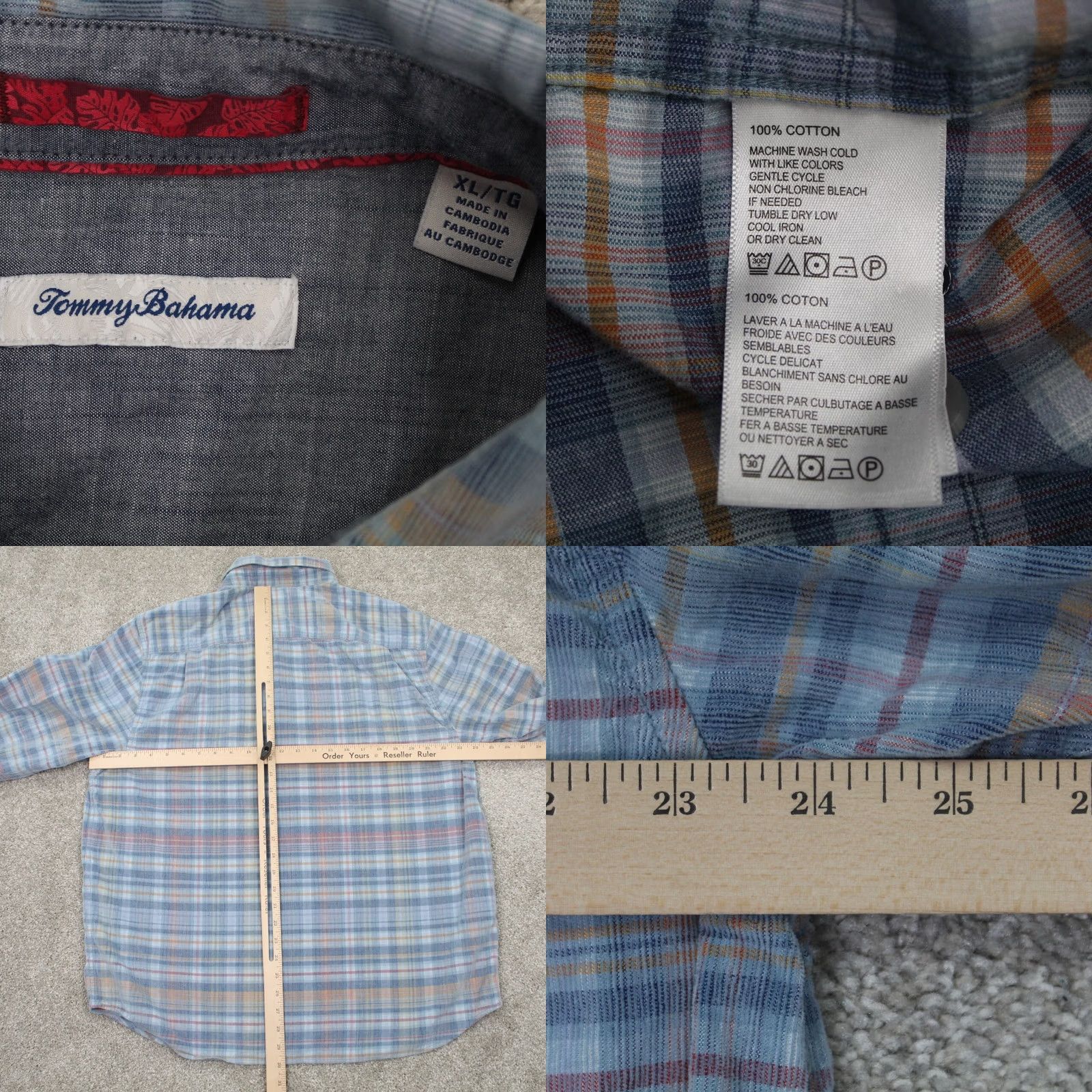 Tommy Bahama Tommy Bahama Shirt Mens XL Blue Madras Textured Cotton Long Sleeve Button Up Size US XL / EU 56 / 4 - 8 Thumbnail