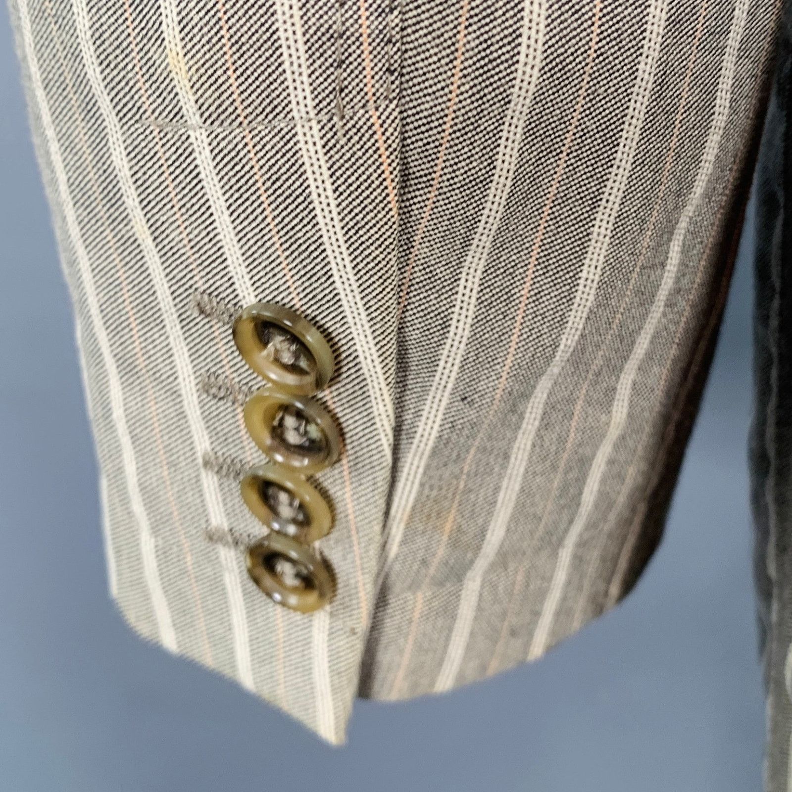 Other VESTIMENTA Taupe White Stripe Cotton Notch Lapel Sport Coat Size 42R - 5 Thumbnail