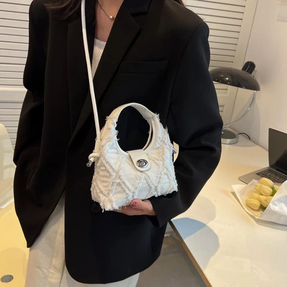 Other Frail Detailed Fuzzy Hobo Mini Bag Aesthetic Pinterest y2k Size ONE SIZE - 1 Thumbnail
