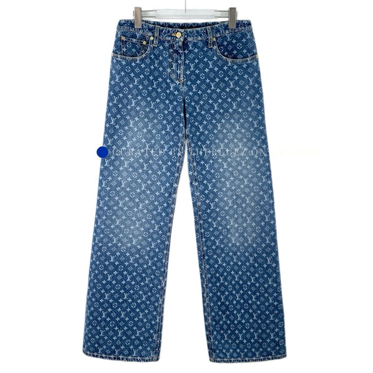Louis Vuitton Blue Monogram Printed Denim Pants Size US 28 / EU 44 - 1 Thumbnail