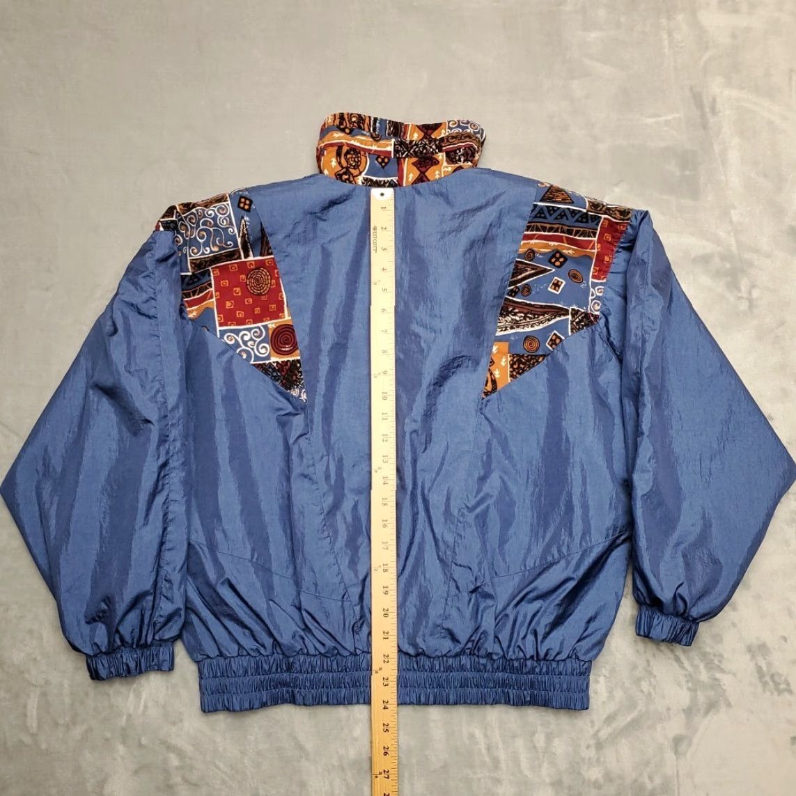 Vintage VINTAGE Windbreaker Jacket Womens L Blue 80s 90s Diamond Patchwork Print Retro Size L / US 10 / IT 46 - 8 Thumbnail