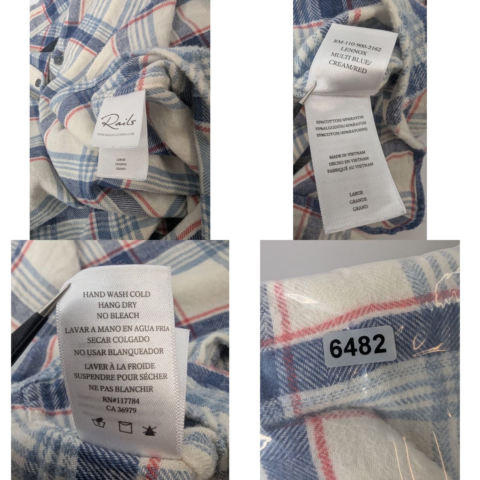 Rails Rails Shirt Button-Up Long Sleeve Plaid Multicolor Cotton Flannel Mens Large Classic Outdoor Casual Size US L / EU 52-54 / 3 - 8 Thumbnail