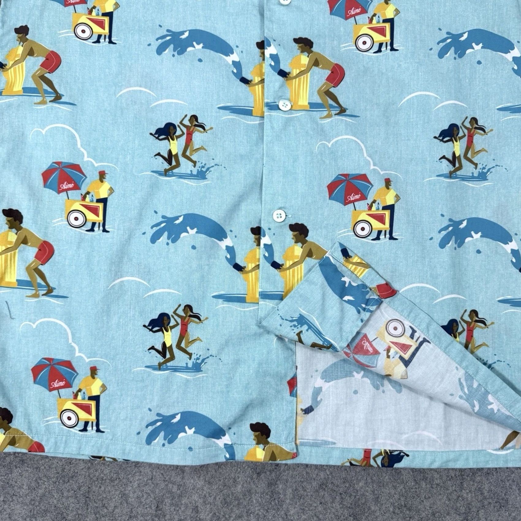 Aime Leon Dore Aime Leon Dore Hawaiian Party Casual Button-Up Shirt Mens Medium Blue Graphic Print Short Sleeve Shirt Size US M / EU 48-50 / 2 - 4 Thumbnail
