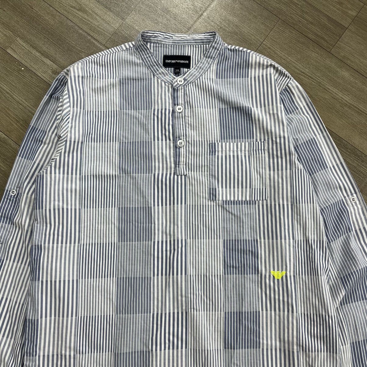 Emporio Armani Vintage Emporio Armani Striped Mandarin Collar Shirt Size US S / EU 44-46 / 1 - 2 Thumbnail
