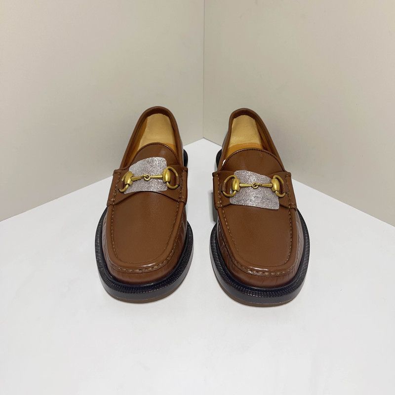 Gucci Gucci Brown Loafers with Gold Hardware - Size US 8 / EU 41 - 2 Thumbnail
