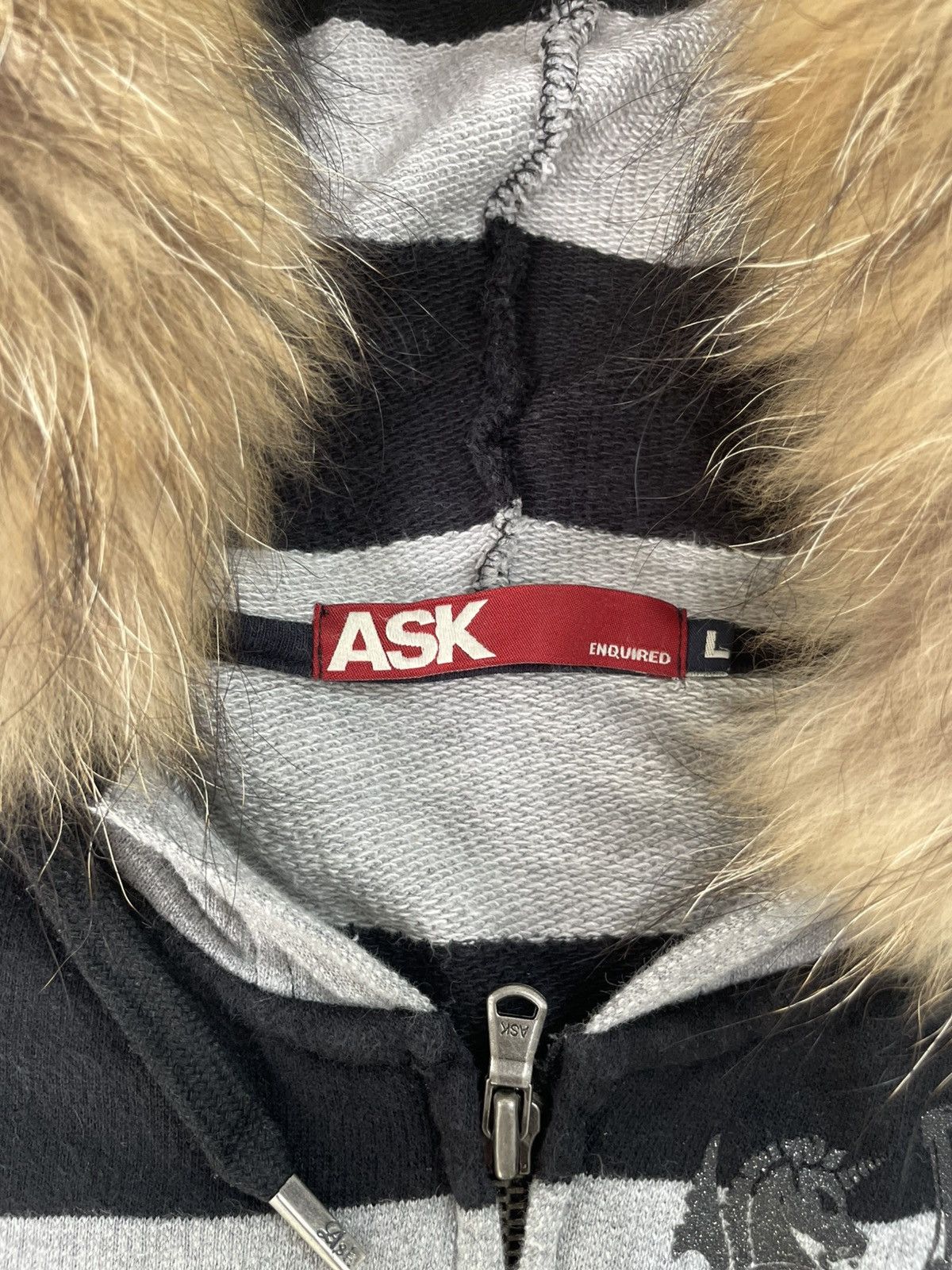 Japanese Brand Ask Enquired Stripe Fur Hoodie Size US L / EU 52-54 / 3 - 6 Thumbnail