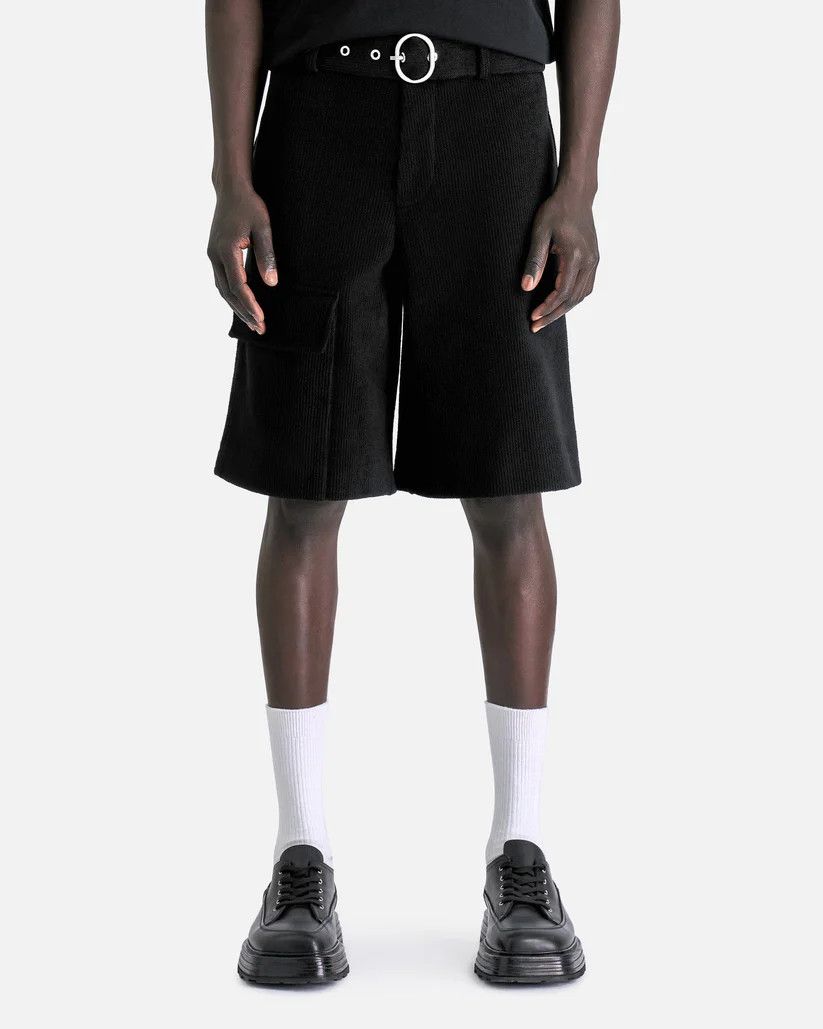 Jil Sander o1s1v1r1oon0925 Corduroy Belted Shorts in Black Size US 30 / EU 46 - 1 Thumbnail