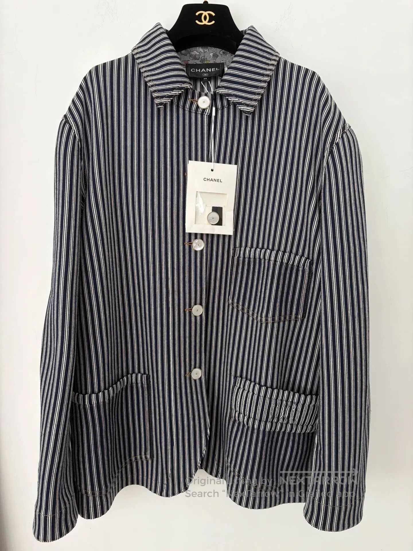 Chanel Chanel Blue White Stripe Shirt Jacket. Size US L / EU 52-54 / 3 - 1 Thumbnail