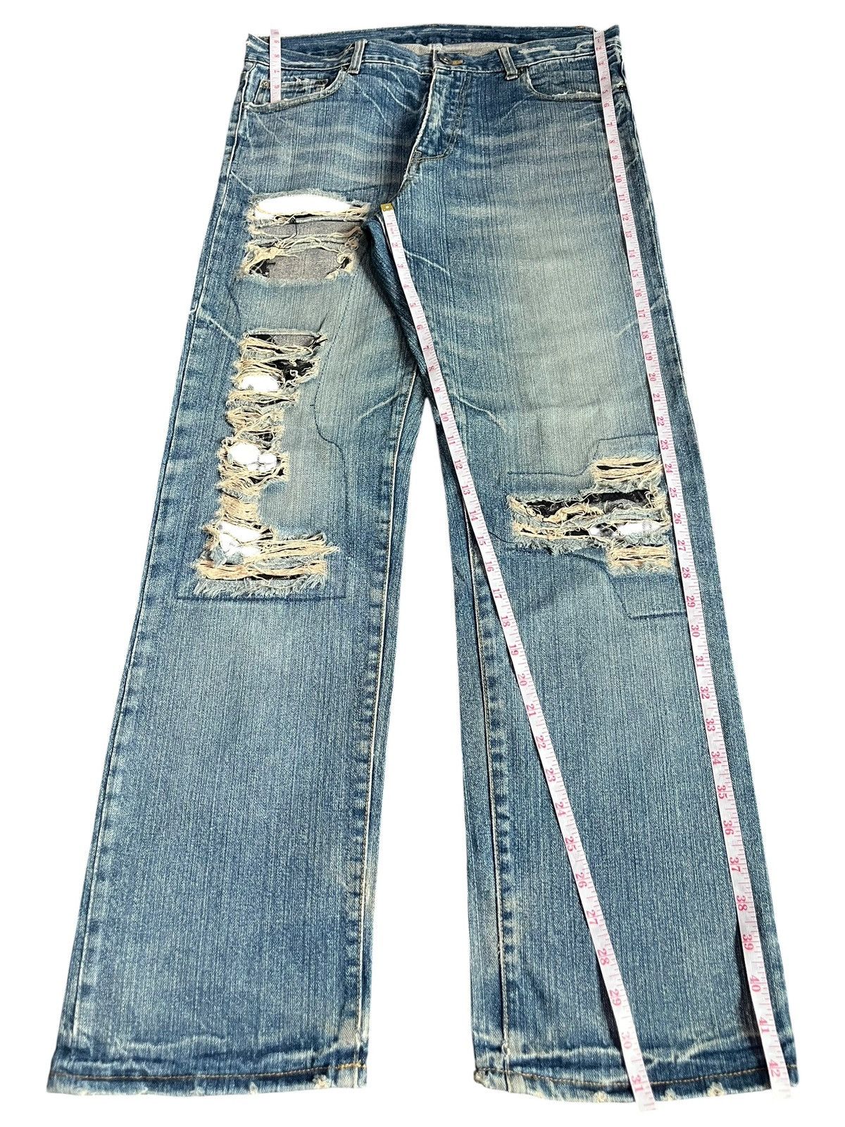 Issey Miyake Vintage Japanese Brand Mud Wash Patch Distress Loose Jeans Size 34" / US 12 / IT 48 - 7 Thumbnail