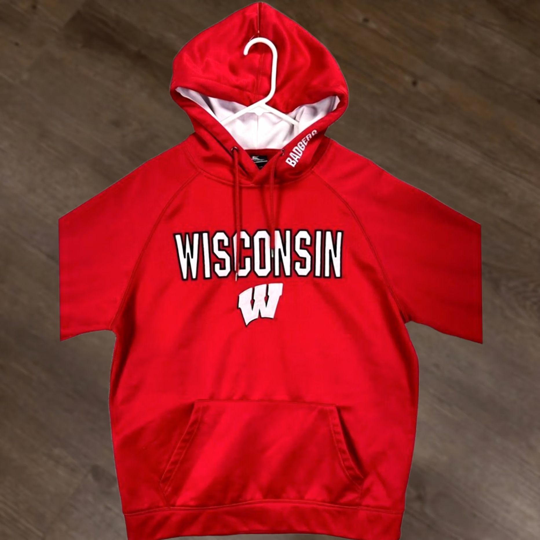Vintage Colosseum Hoodie Sweatshirt Adult Large Red Wisconsin Pullover Drawstring Mens Size US L / EU 52-54 / 3 - 1 Thumbnail