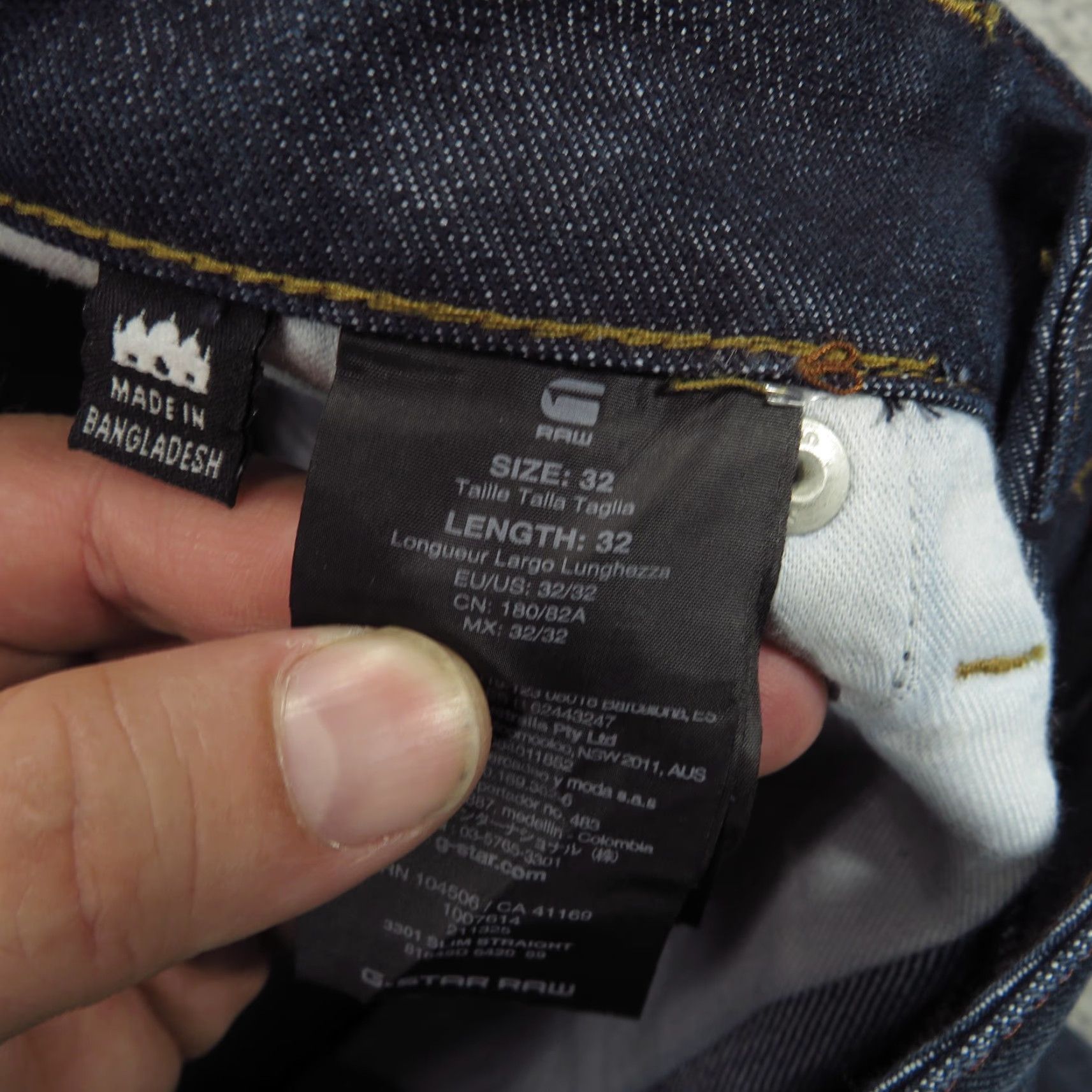 Vintage G-Star RAW 3301 Slim Straight Jeans Mens 32x32 Blue Denim Distressed Faded Logo Patch 5-Pocket Zip Fly Cotton Polyester Elastane Vintage No Size US 32 / EU 48 - 6 Thumbnail