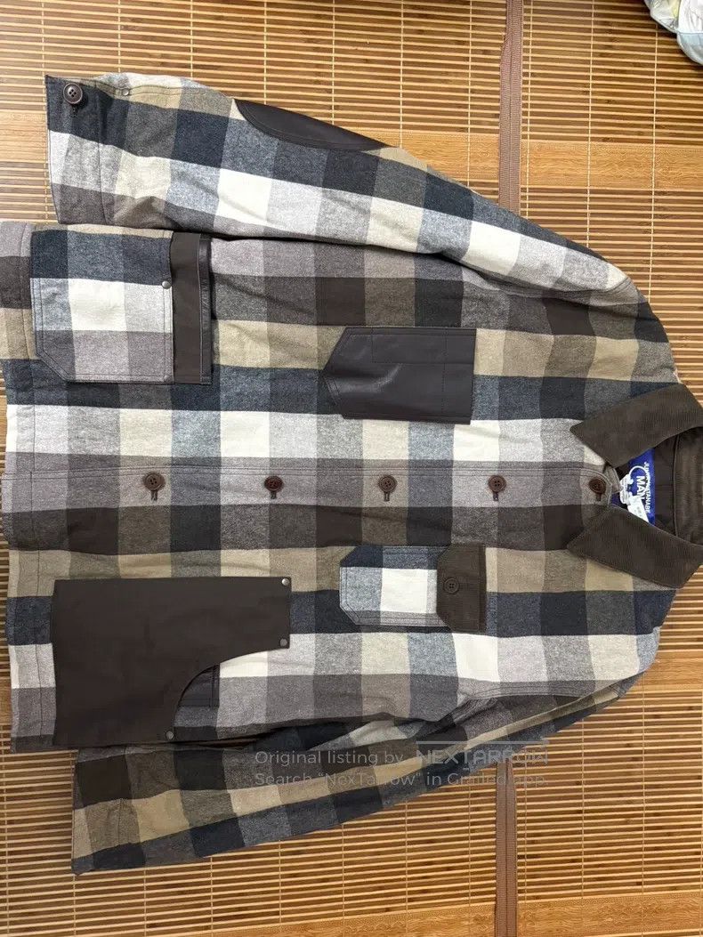 Junya Watanabe Junya Watanabe Men's Plaid Patchwork Leather Sleeve Jacket Size US L / EU 52-54 / 3 - 1 Thumbnail