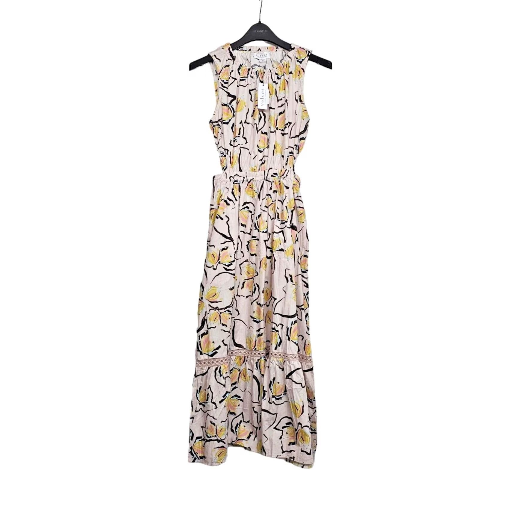 Velvet Velvet by Graham & Spencer Womens Dress Medium Kamilla Cut Out Midi Lilypad Floral Sleeveless Round Neck Size M / US 6-8 / IT 42-44 - 2 Thumbnail