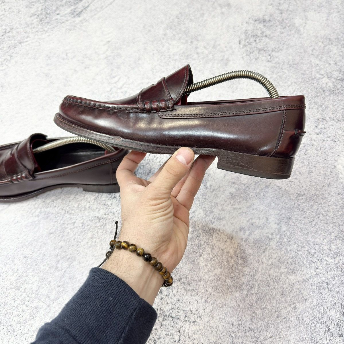 Handmade Jones Mens Burgundy Penny Loafers US9 UK8 EU42 27cm Size US 9 / EU 42 - 7 Thumbnail