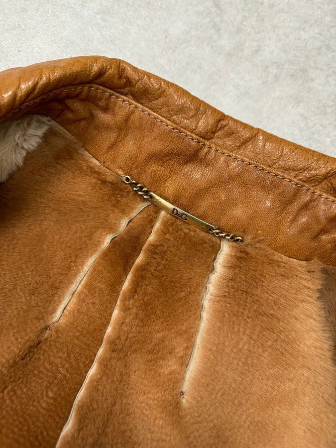 Dolce & Gabbana 2000s Dolce & Gabbana Beige & Brown Hybrid Fur Leather Jacket Size S / US 4 / IT 40 - 9 Thumbnail