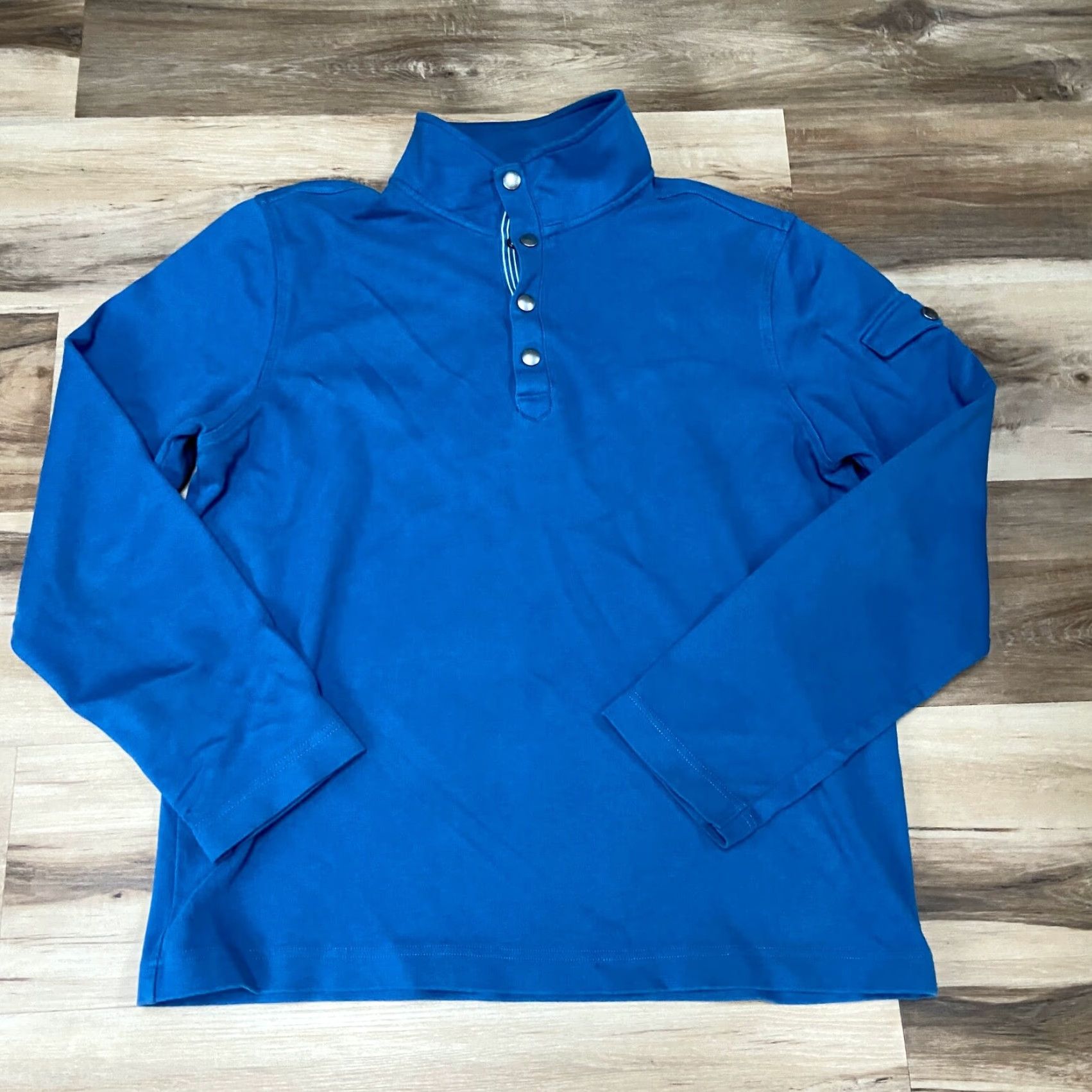 Banana Republic Banana Republic Sweater Mens Large Blue Mock Neck Long Sleeve 1/4 Snap Pullover Cotton Size US L / EU 52-54 / 3 - 2 Thumbnail