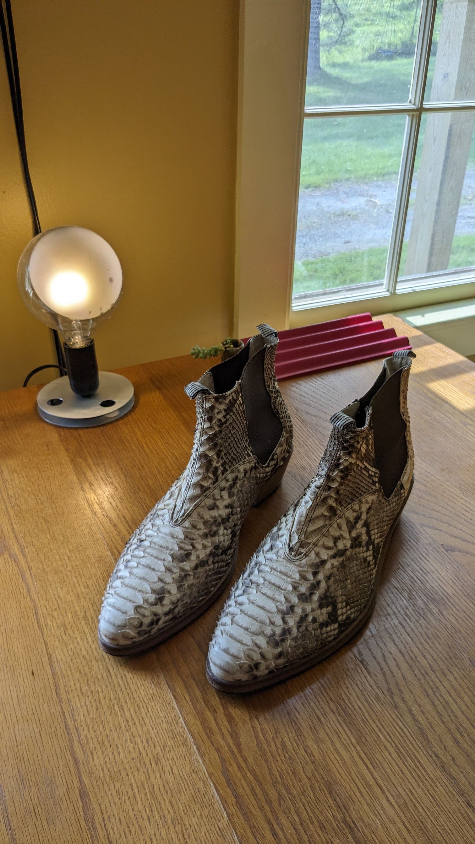 snakeskin cuban heel boots