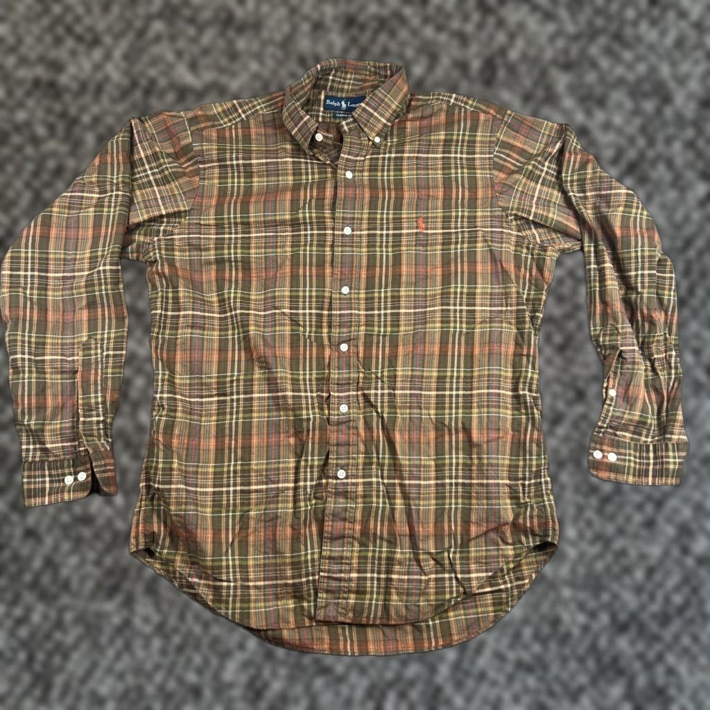 Ralph Lauren VINTAGE Ralph Lauren Mens Button-Up Shirt Size L Long Sleeve Brown Plaid Casual Business Travel Size US L / EU 52-54 / 3 - 1 Thumbnail