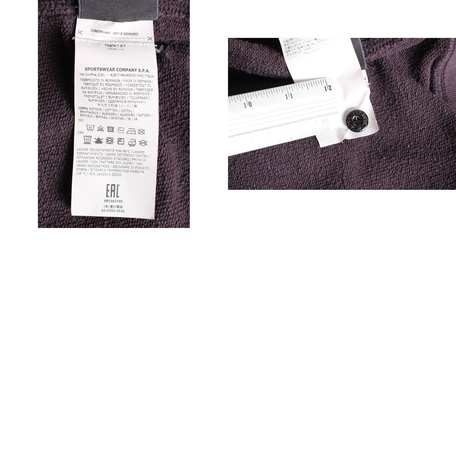 Stone Island STONE ISLAND Sweatshirt Men M VR3589 Crew Neck Pullover Cotton Purple Logo All Seasons Regular Size US M / EU 48-50 / 2 - 8 Thumbnail