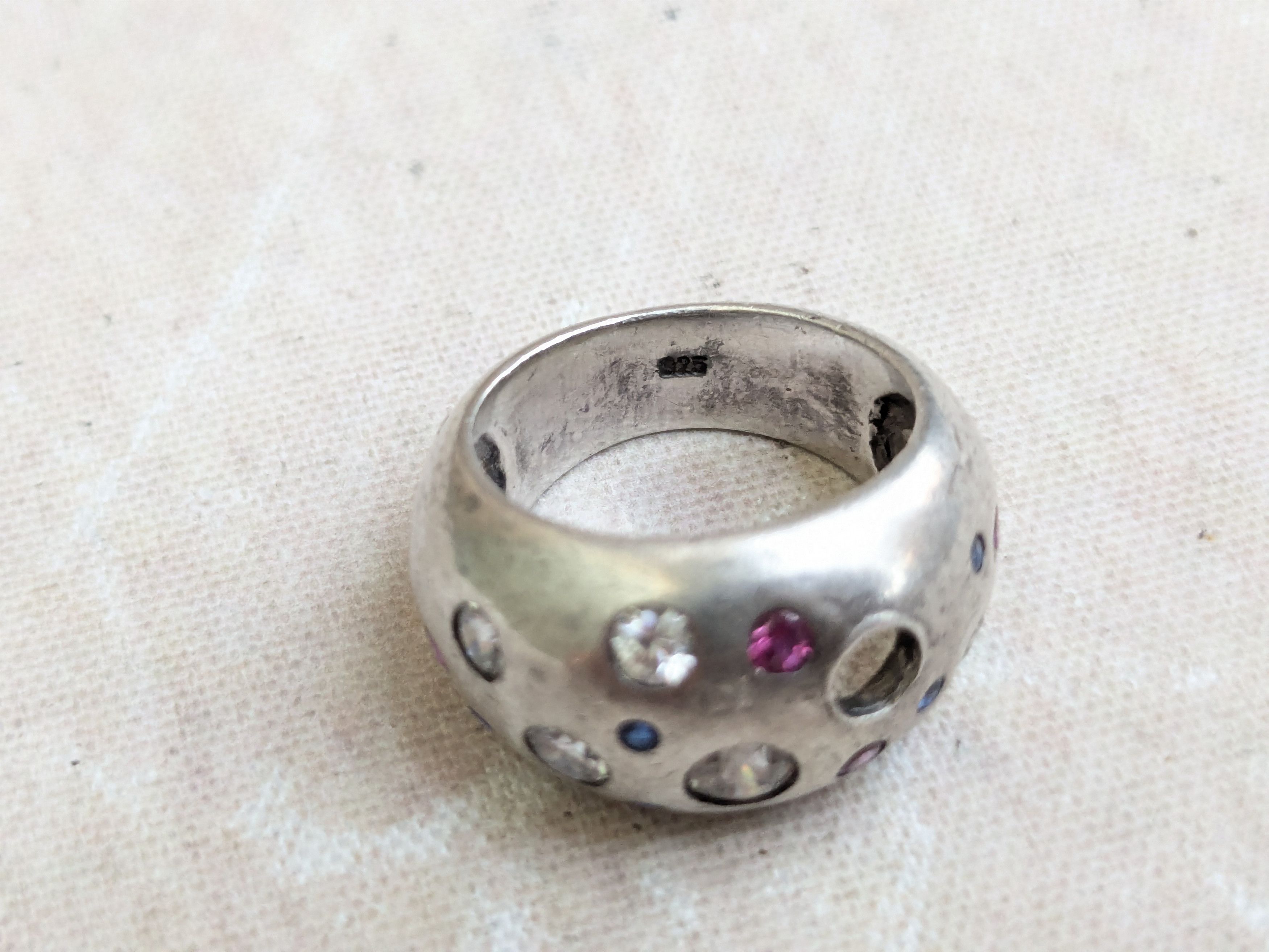 Sterling Silver Vintage Sterling Silver Ring Dome 5.25 Rainbow Y2K Size ONE SIZE - 4 Thumbnail
