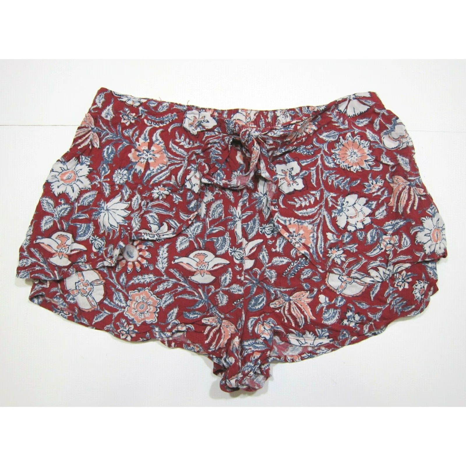 Abercrombie & Fitch Abercrombie & Fitch 100% Rayon Red Blue White Floral Wrap Tie Short Women Medium Size 30" / US 8 / IT 44 - 5 Thumbnail