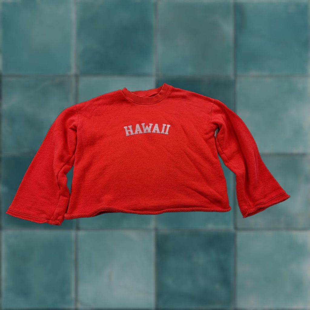 Madewell VINTAGE Madewell Sweater Womens XS Red Cropped Cotton Pullover Crewneck Mile(s) Hawaii Size XS / US 0-2 / IT 36-38 - 1 Thumbnail