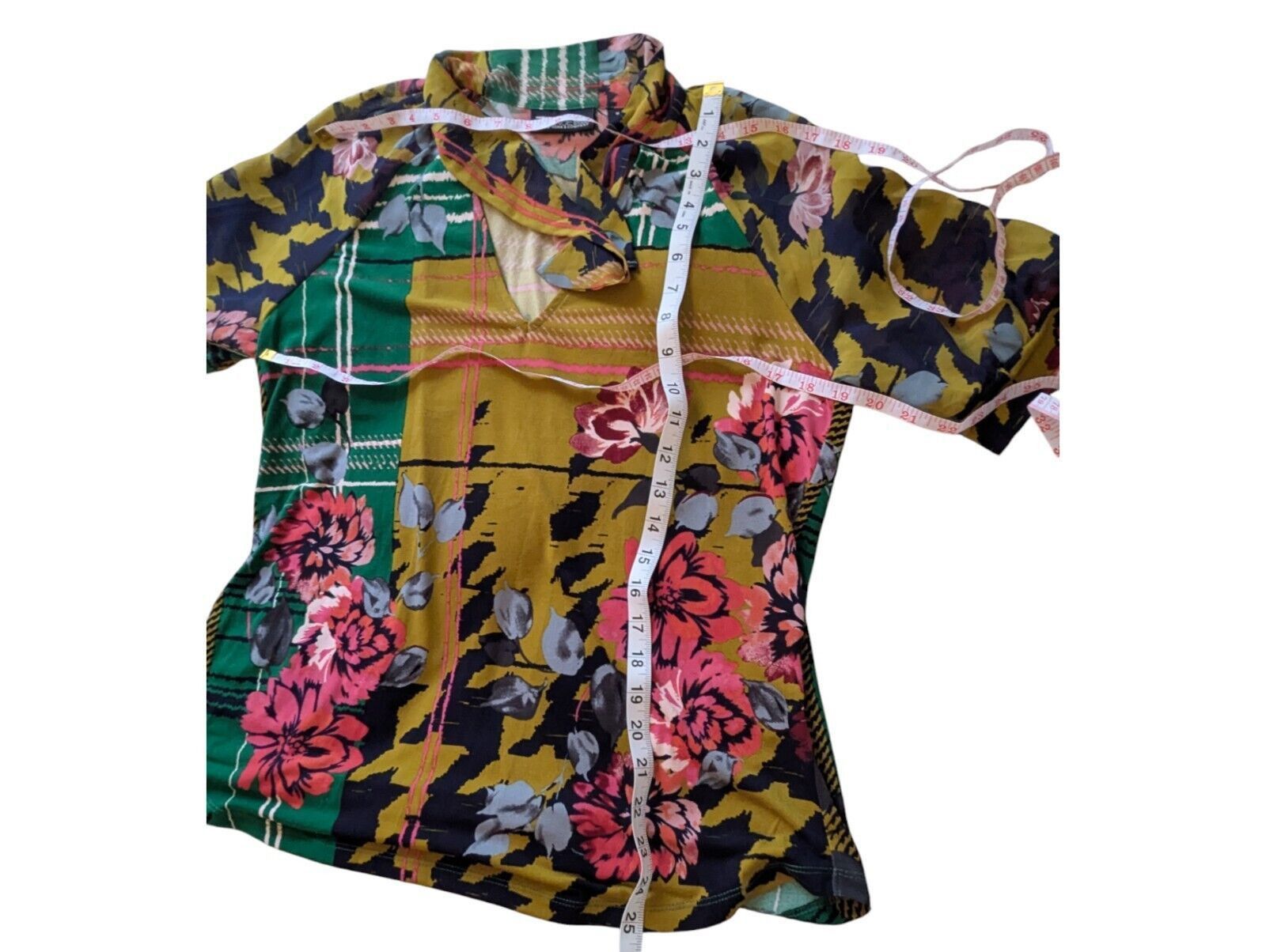 Other 7th Ave Design Studio NY & Co Green Floral Blouse Medium Size M / US 6-8 / IT 42-44 - 7 Thumbnail