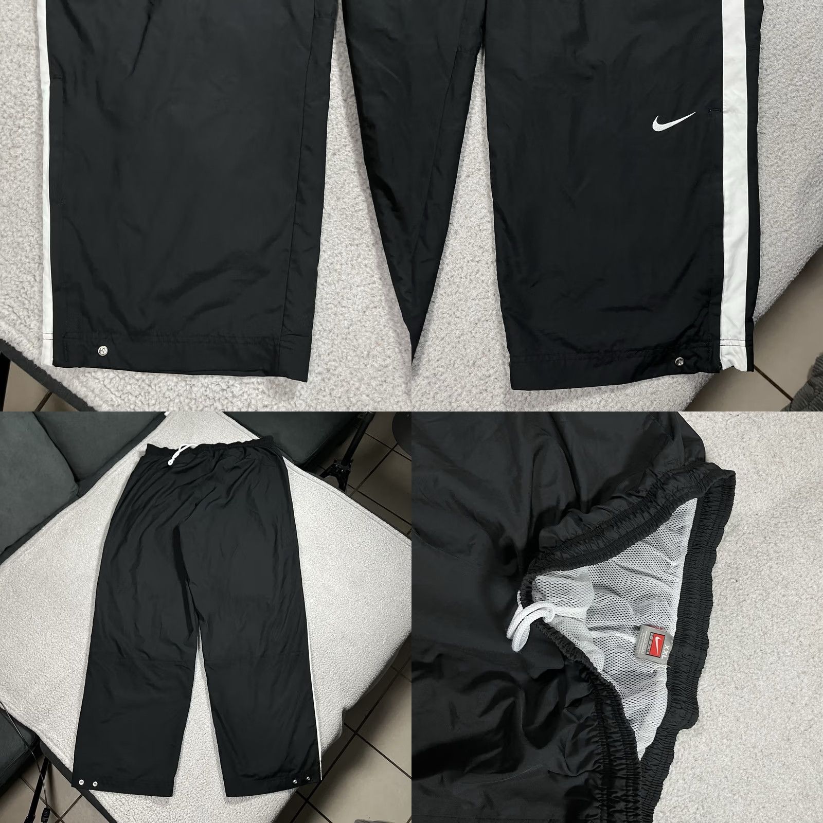 Nike Nike Pants Mens 2XL Black Track Pants Wide Baggy 90s Vintage Stripe Zip Ankle Size US 39 - 8 Thumbnail