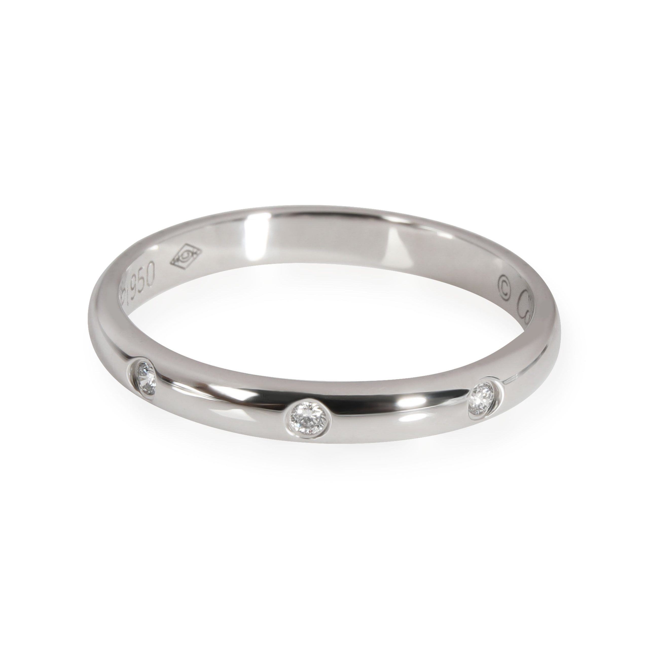 image of Cartier 1895 Diamond Wedding Band In Platinum 0.03 Ctw in Silver, Women's