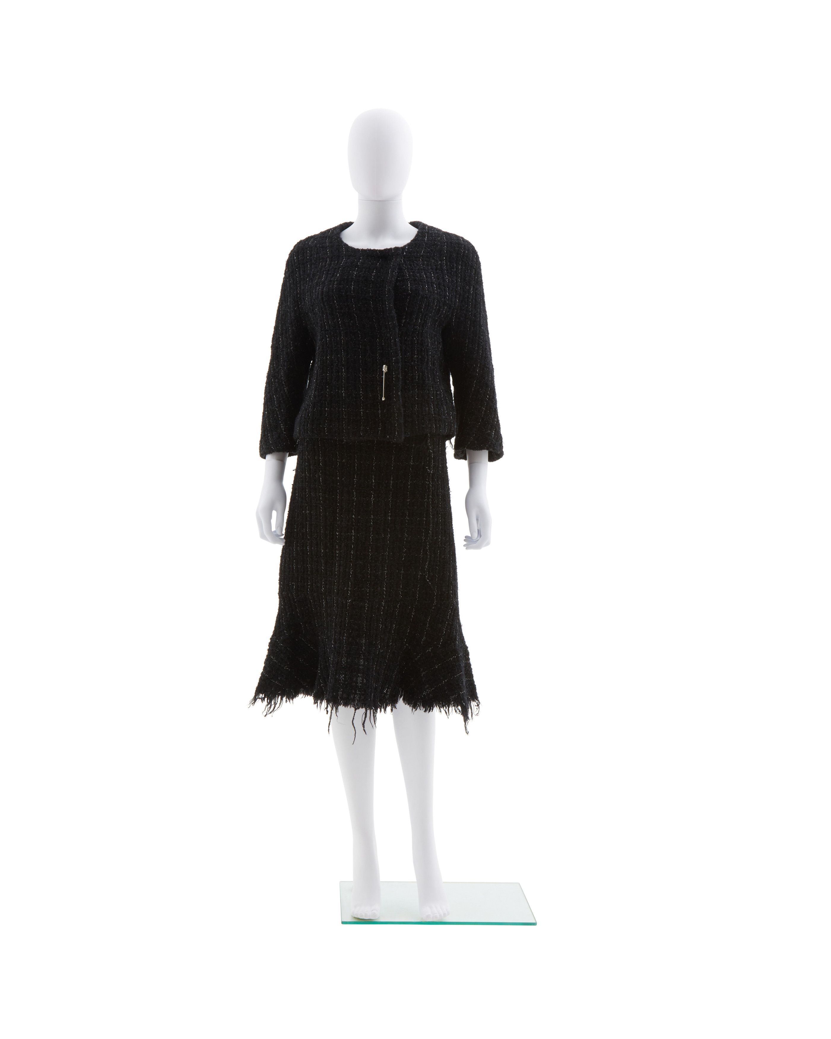 Junya Watanabe F/W 2003 black fringe tweed jacket & skirt set Size M / US 6-8 / IT 42-44 - 1 Thumbnail