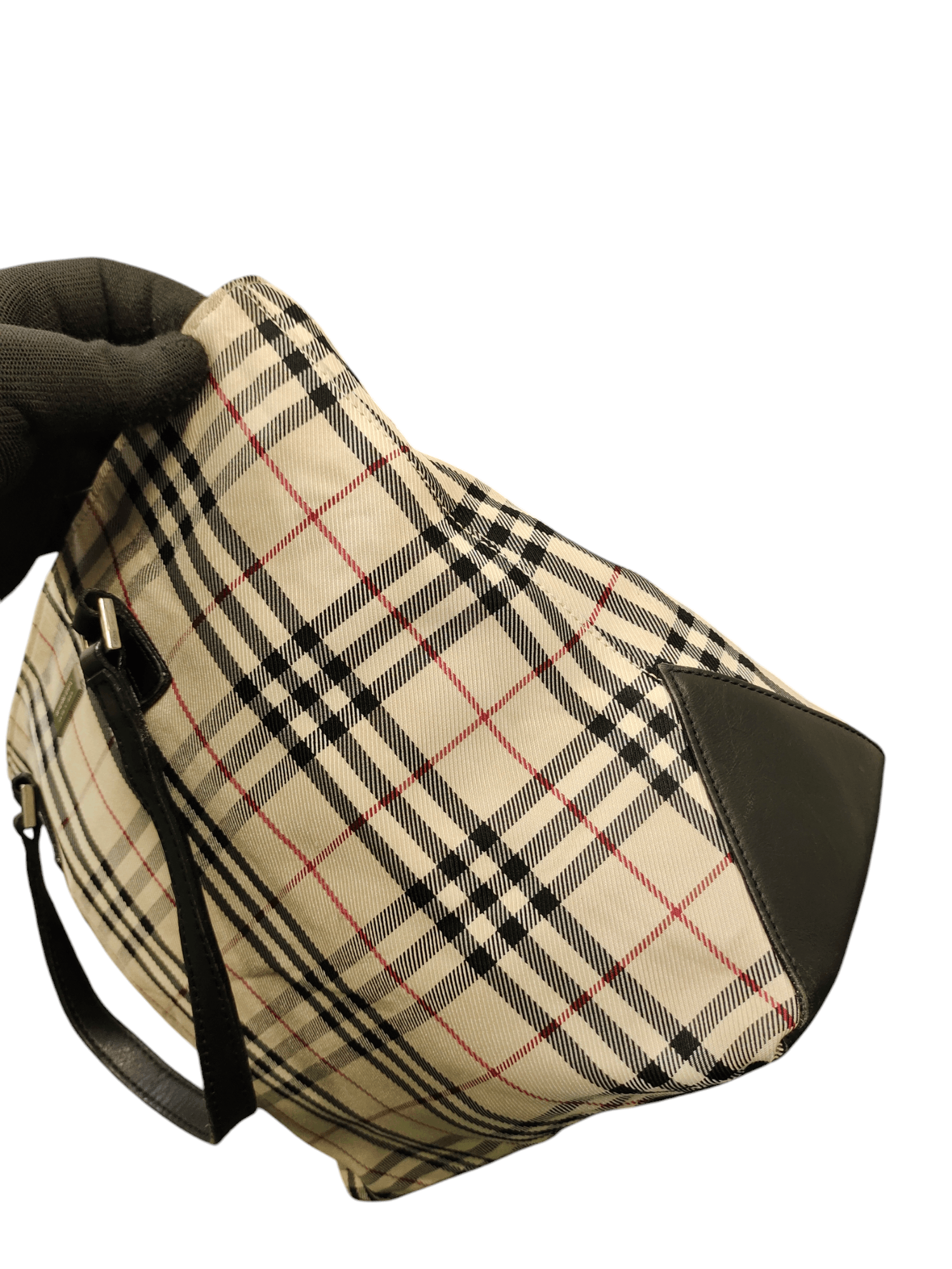 Burberry Blue Label Nova Check Cotton Mix Leather Tote Bag
