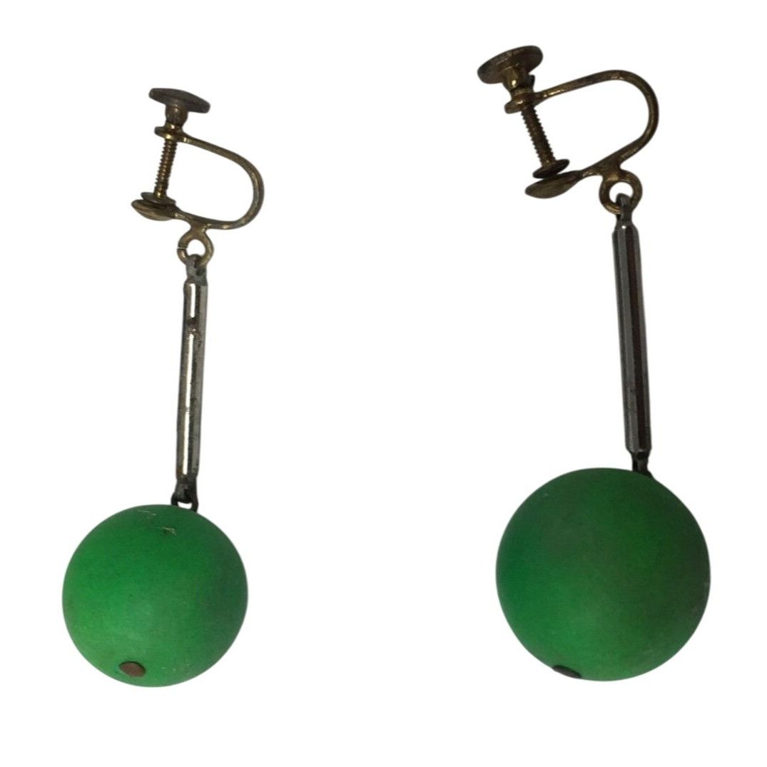 Other Women's Vintage Green and Silver Tone Screw Back Drop Earrin Size ONE SIZE - 1 Thumbnail