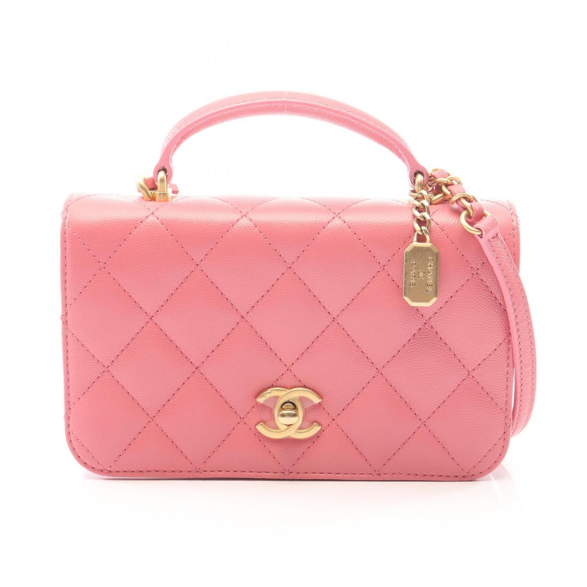Chanel Chanel Matelassé Top Handle 2-Way Shoulder Bag/Handbag, Caviar Leather (Grained Calfskin), Women's, Pink, AS4284 Size ONE SIZE - 1 Thumbnail