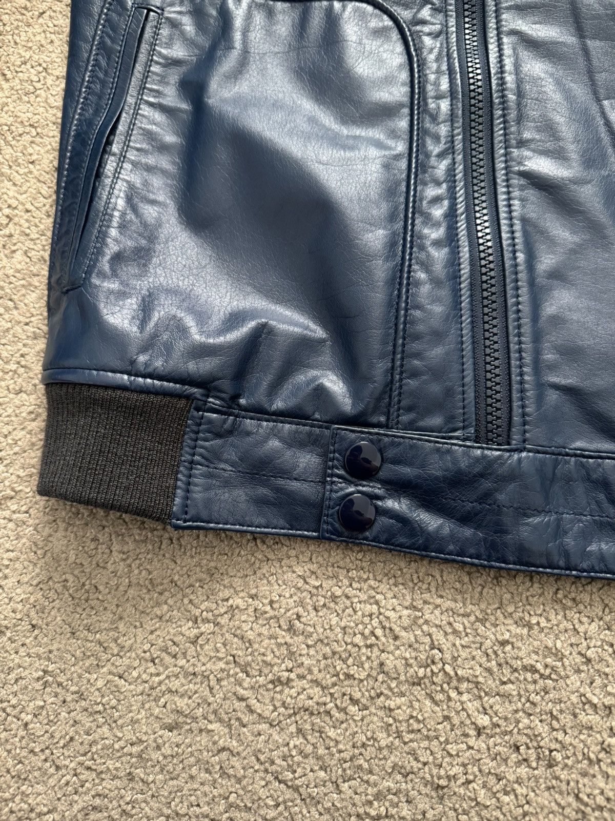 Undercover SS11 Undercover "Underman" Blue Biker Zipper Leather Jacket Size US M / EU 48-50 / 2 - 7 Thumbnail