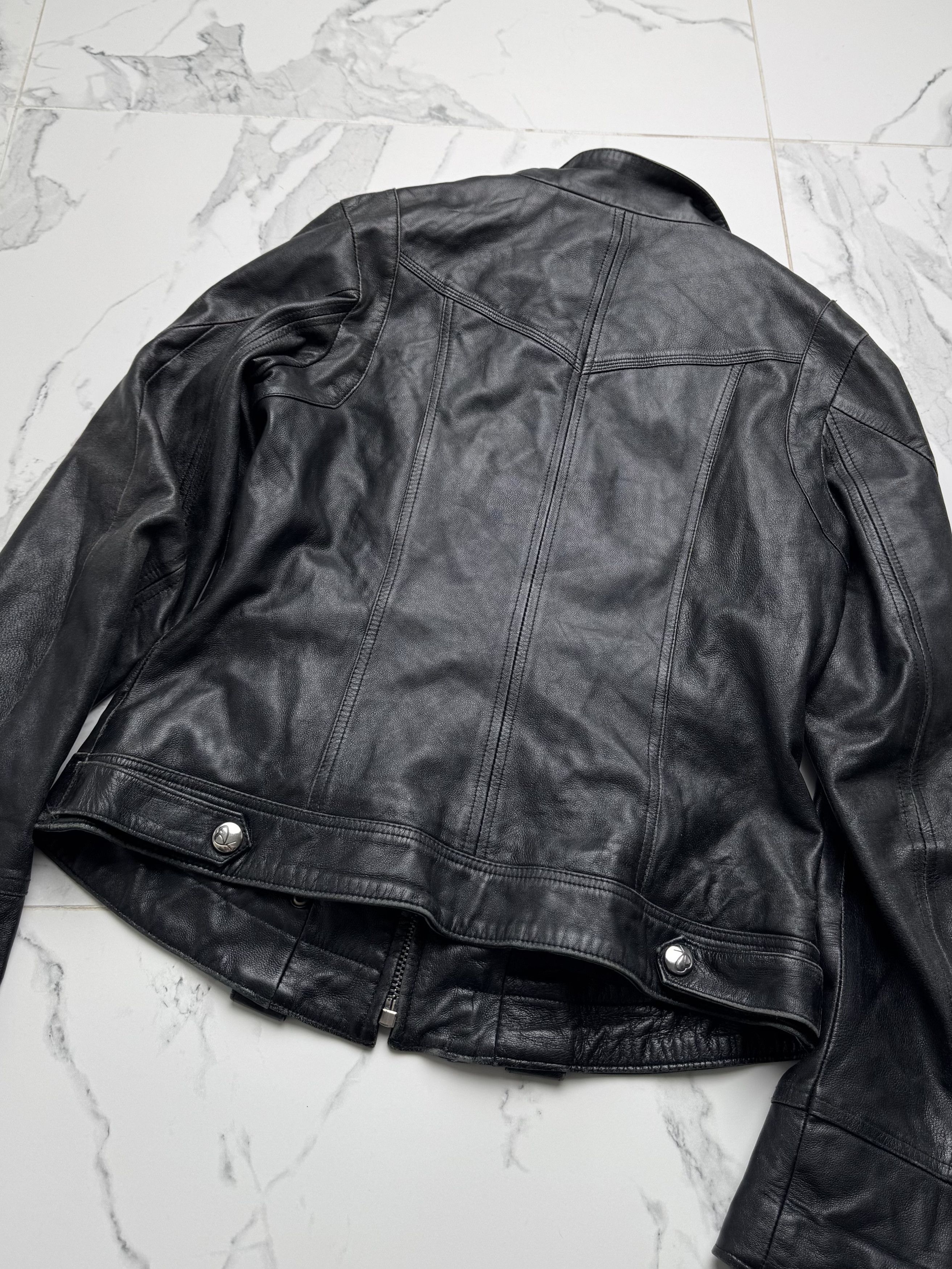 Vintage Vintage Women's Black Leather Biker Jacket Zip Up Fitted Size M / US 6-8 / IT 42-44 - 11 Thumbnail