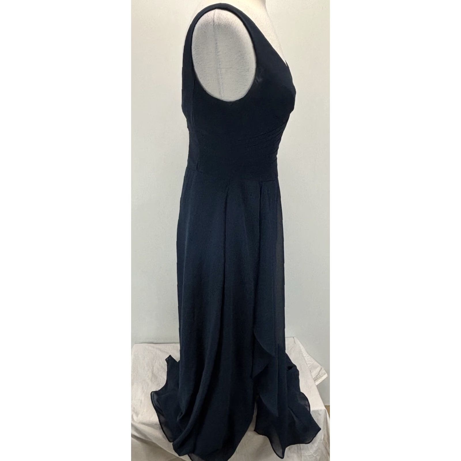 Vintage VINTAGE Azazie Bridesmaid Dress Gown Sleeveless Chiffon Evening Navy Small Women Size ONE SIZE - 4 Thumbnail
