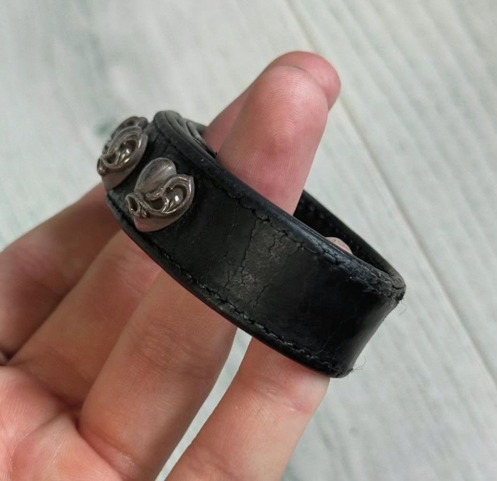Chrome Hearts 3 Heart Buttons 2 Snap Leather Bracelet