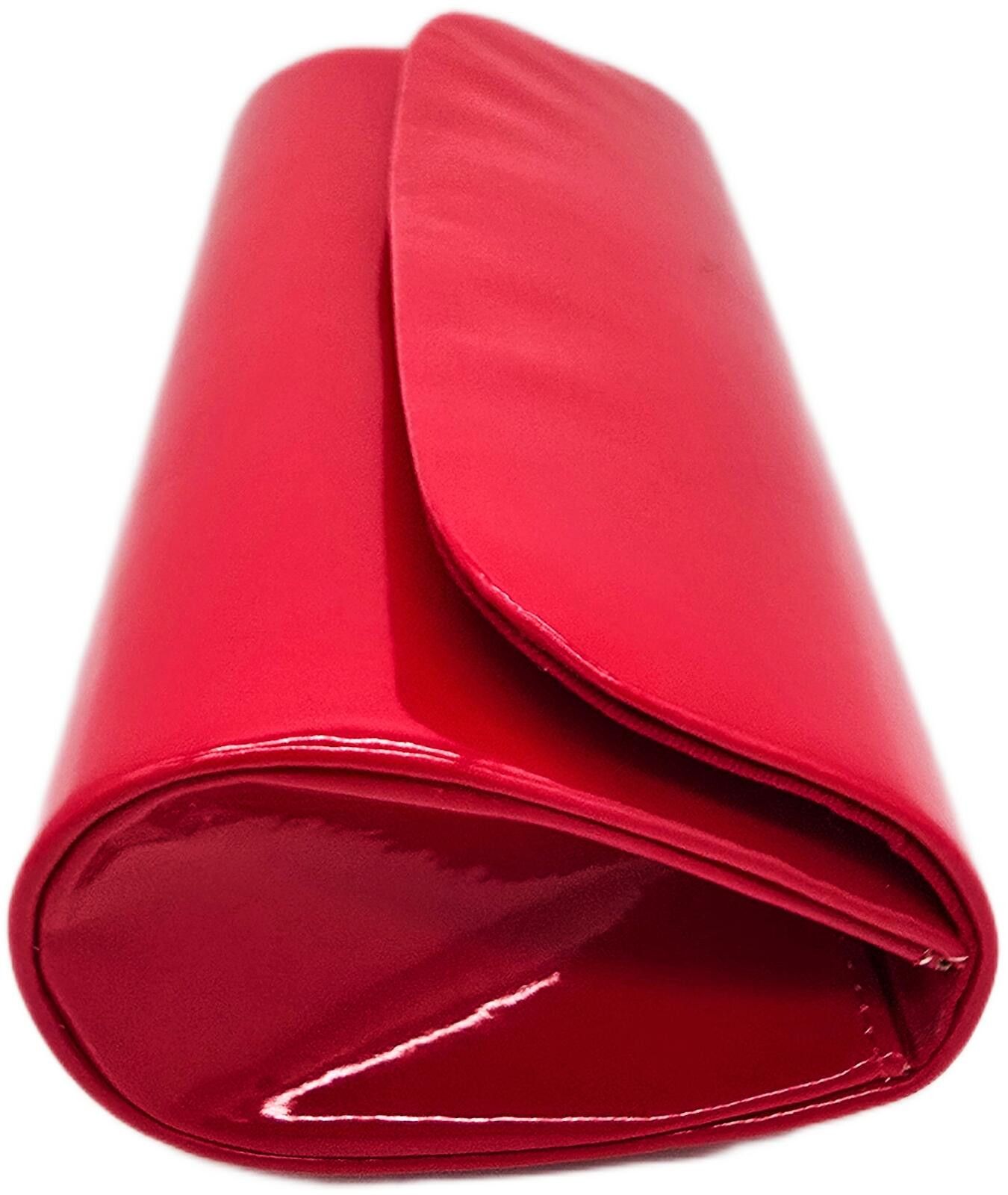Unknown London Elegant Red Faux Leather Clutch Bag Size ONE SIZE - 6 Thumbnail