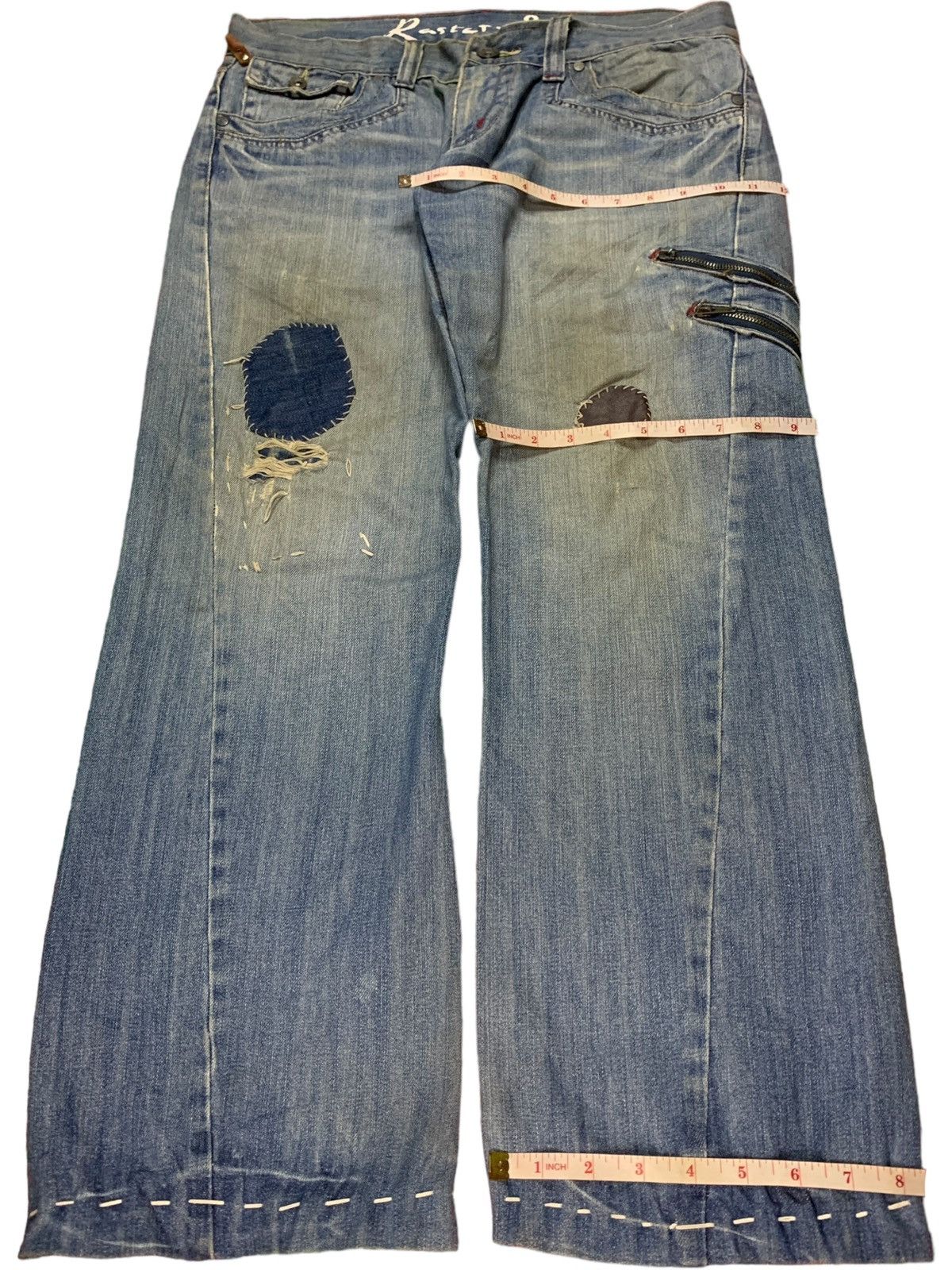 Japanese Brand SALES🔥Vintage Japanese Brand Mud Wash Patched Baggy Jeans Size US 35 - 12 Thumbnail