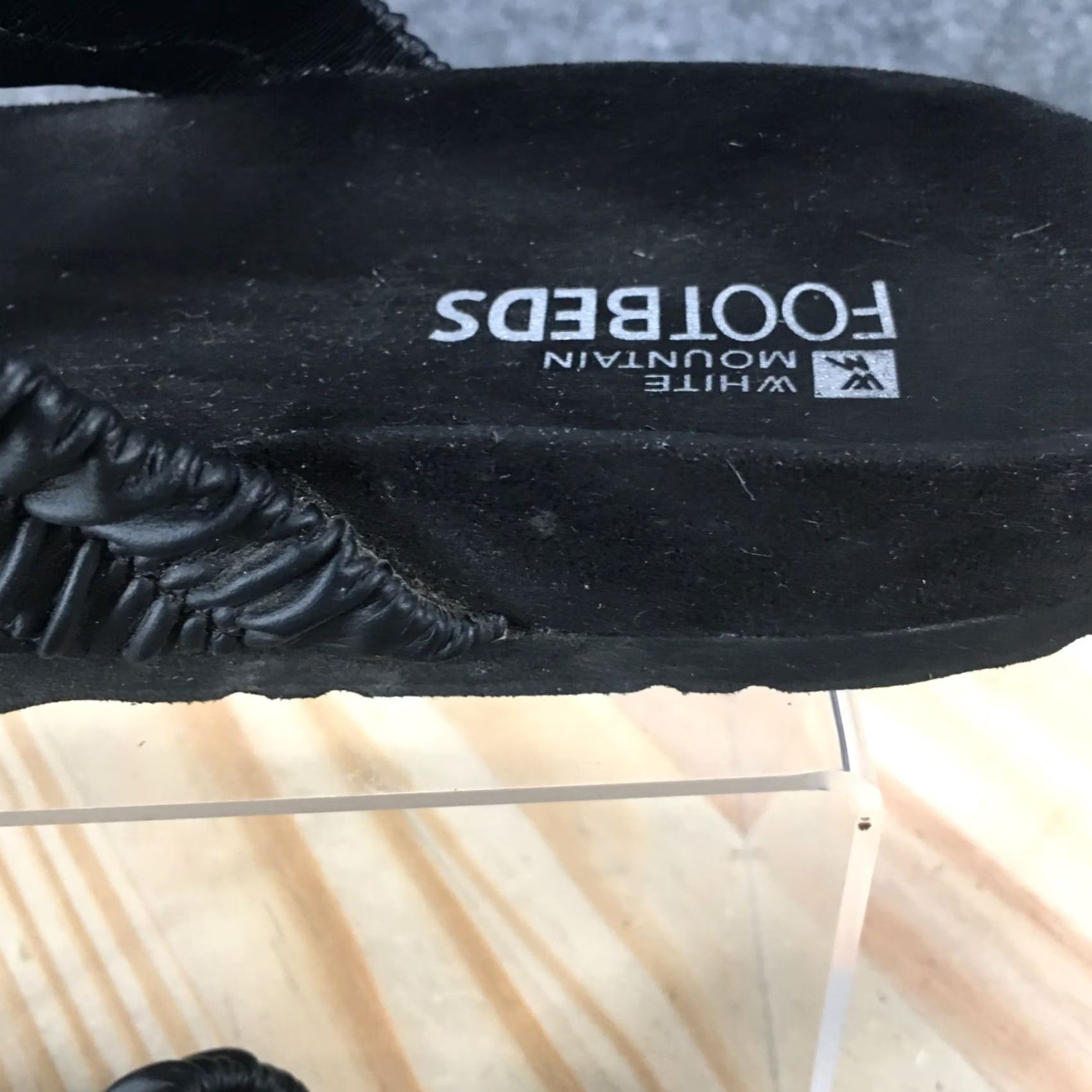 Vintage White Mountain Sandals Slide Womens 7 Black Footbed Double Strap Open Toe Casual Size US 5 / IT 35 - 5 Thumbnail