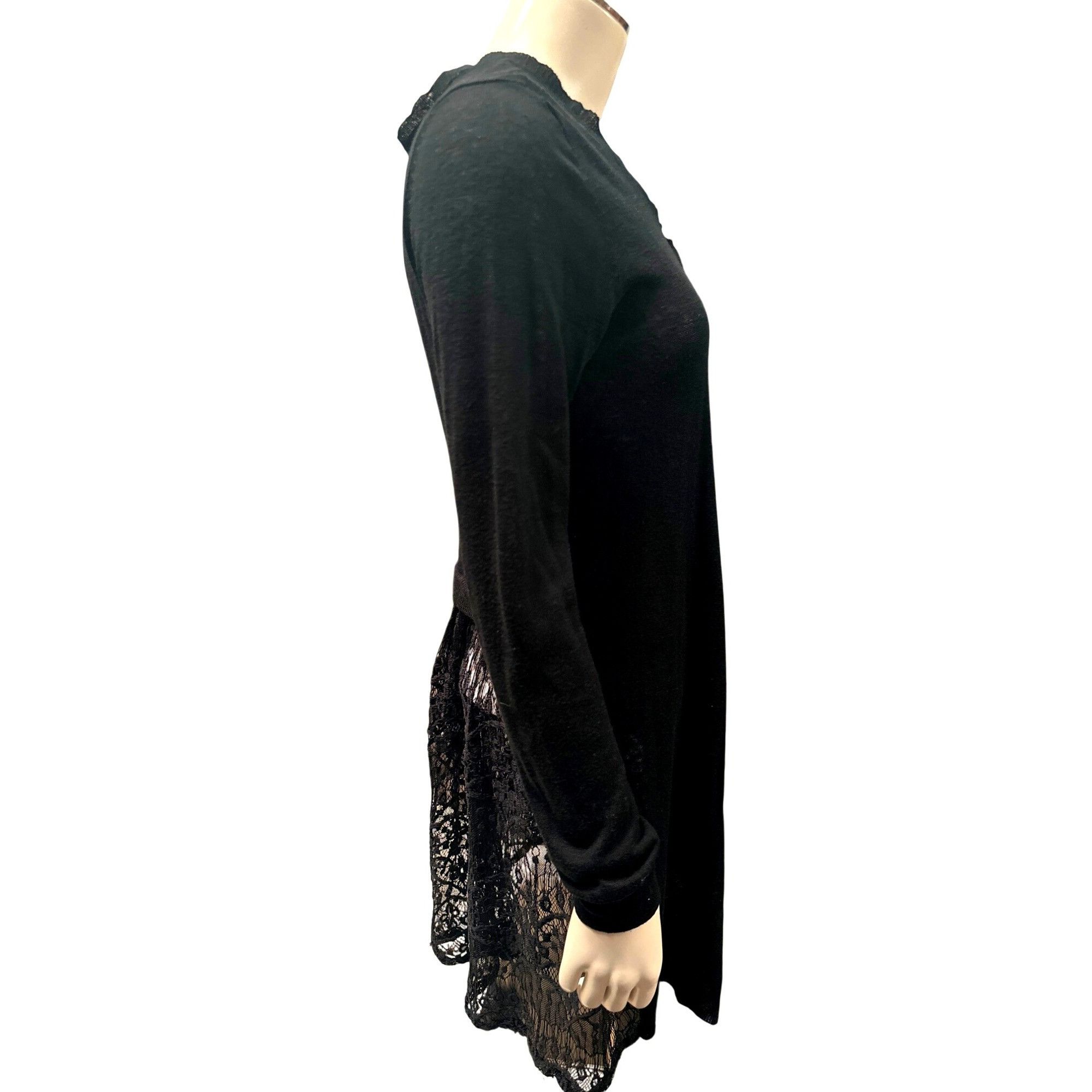 Other CCC Black Lace Trimmed Long Cardigan Sweater With Scalloped Size M / US 6-8 / IT 42-44 - 2 Thumbnail