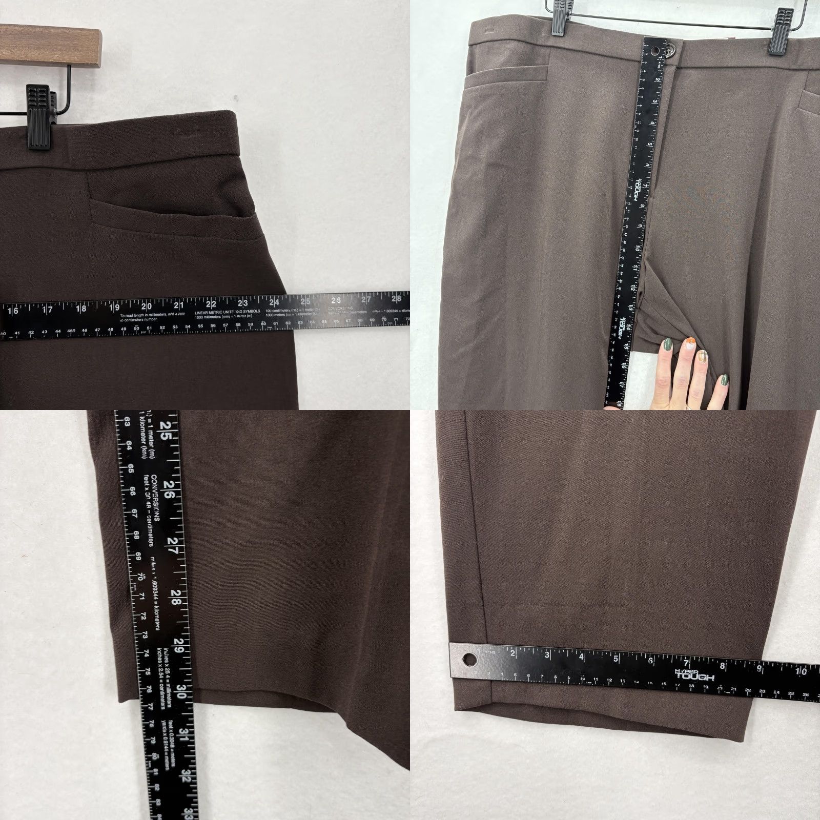 Vintage Roz & Ali Pants Womens 20 Brown Secret Agent Tummy Control Straight Leg Career Size 42" / US 20 - 8 Thumbnail