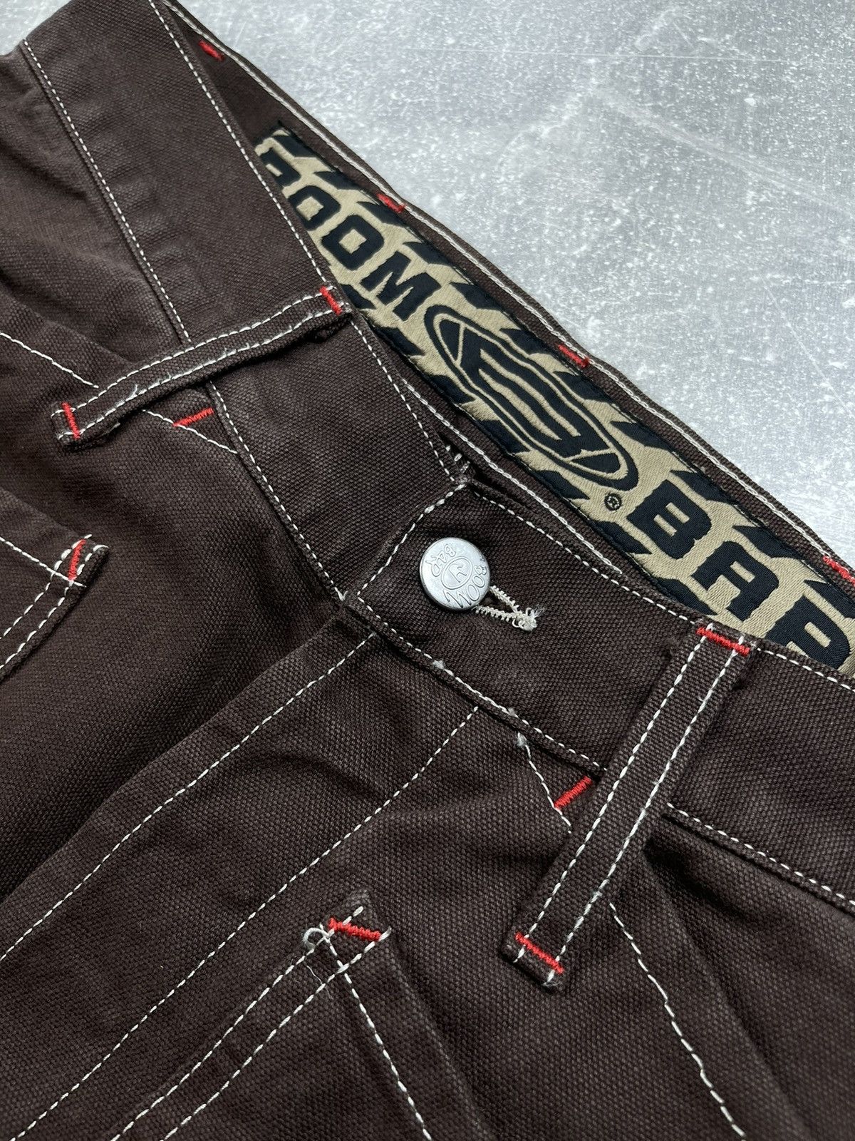 Other Boom Bap Y2K RAP Stitch Detail Heavy Cotton Wide Brown Pants Size US 31 - 10 Thumbnail