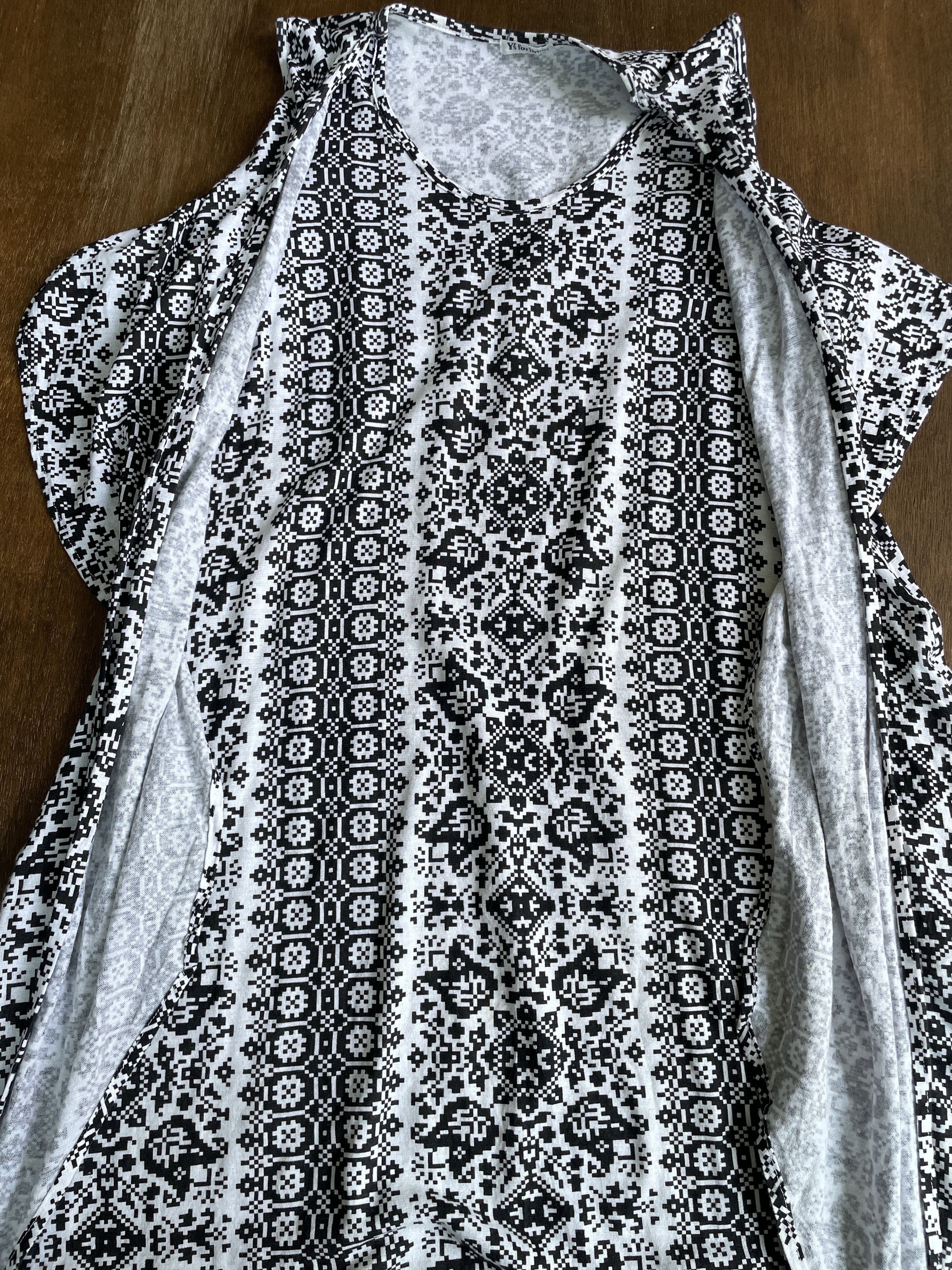 Y's Y’s for living Sleeveless A-Line Dress Black White Size S / US 4 / IT 40 - 3 Thumbnail