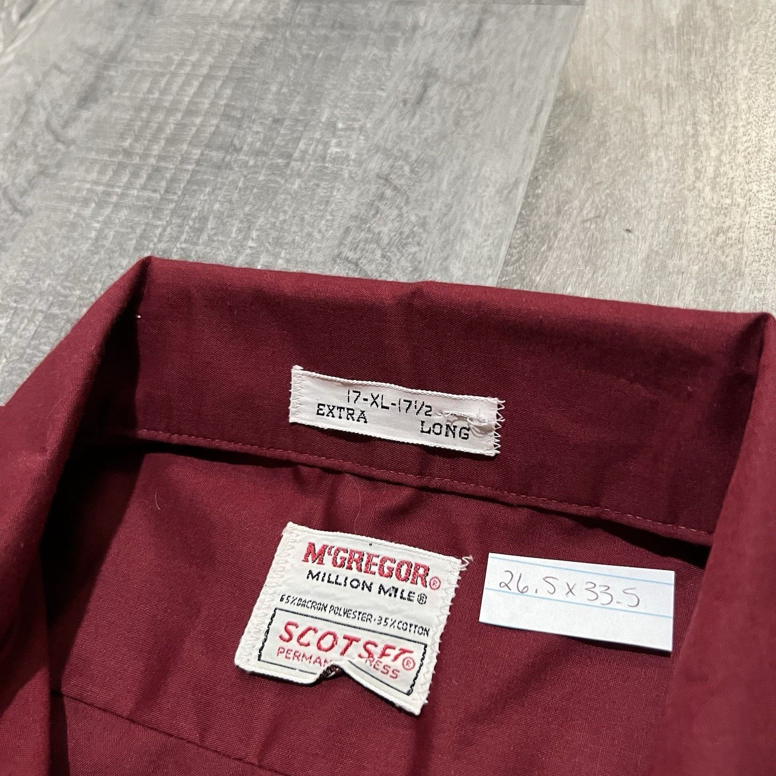 McGregor McGregor 60s Permanent Press Loop Collar Dark Red Shirt Size US XL / EU 56 / 4 - 5 Thumbnail