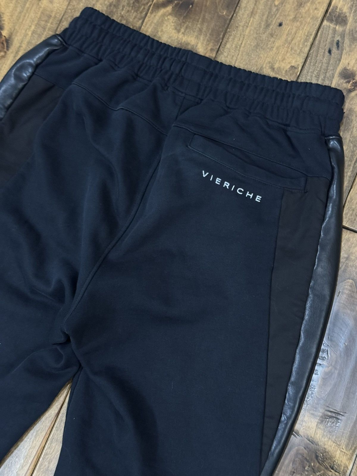 Vie + Riche Paris Vie+Riche Onyx Mixed-Media Flared Track Pants Black Leather Size US 32 / EU 48 - 9 Thumbnail