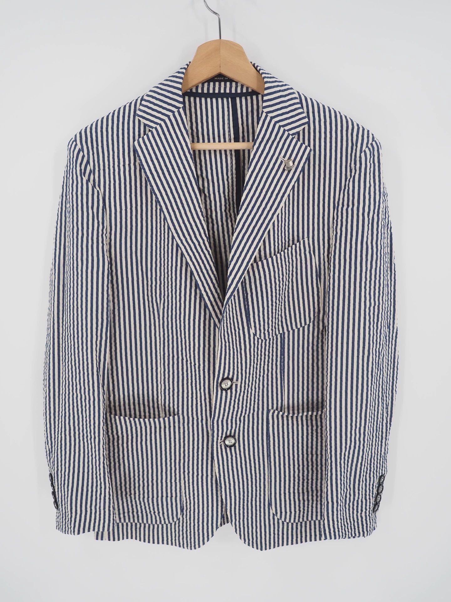 Tagliatore Tagliatore Blue and White Striped Casual Blazer Size XS / US 0-2 / IT 36-38 - 2 Thumbnail