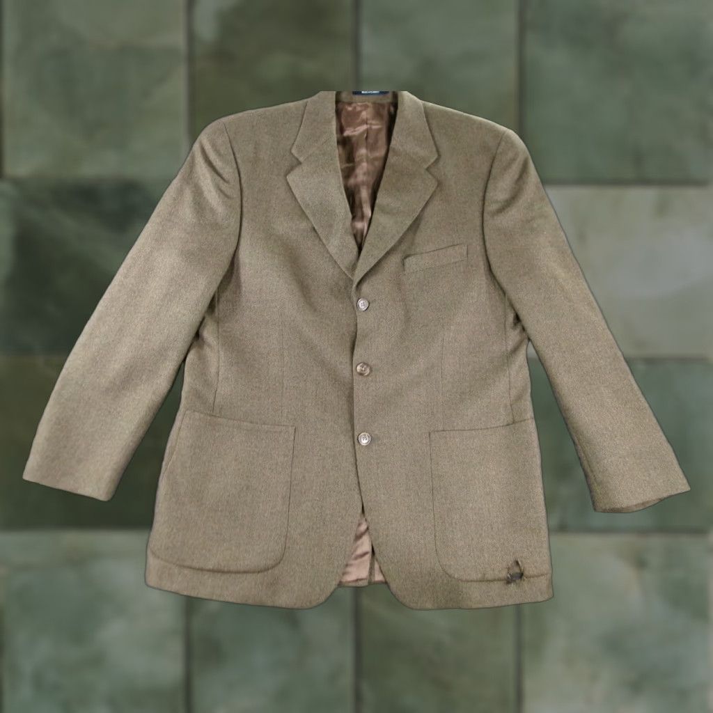 Ralph Lauren VINTAGE Ralph Lauren Blazer Men 43R Green Wool Tweed Herringbone Notch Lapel Single-Breasted 3-Button US 90s Classic Polo University Club Size US XL / EU 56 / 4 - 1 Thumbnail