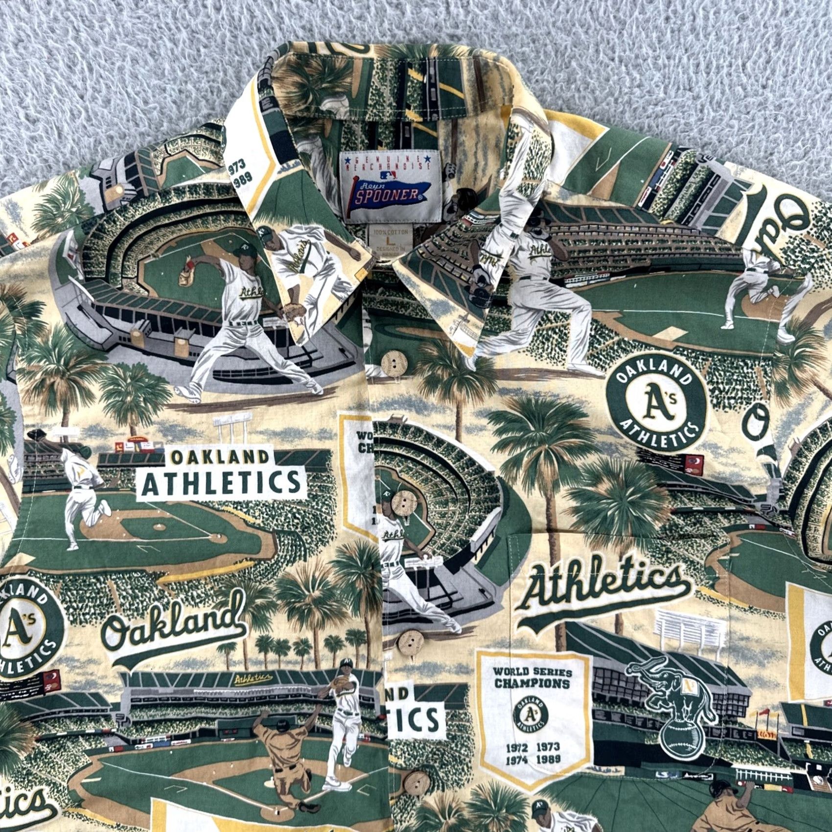 Reyn Spooner Reyn Spooner Men’s Large MLB Baseball Oakland Athletics Cotton Button-Up Shirt Size US L / EU 52-54 / 3 - 5 Thumbnail